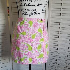 Lilly Pulitzer Pink and Green Cats Print Womens Skort